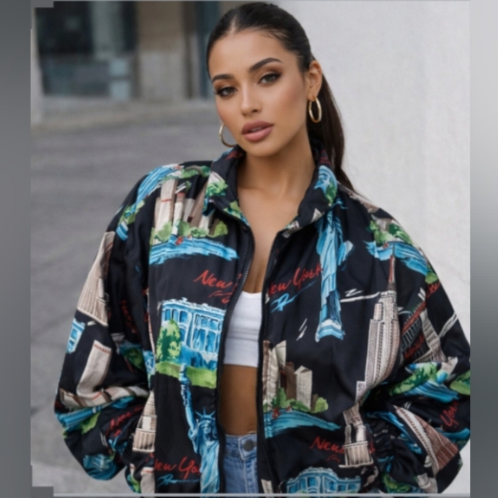 FUDA International Vintage New York City Silk Bomber Jacket | 2X - Picture 2 of 12